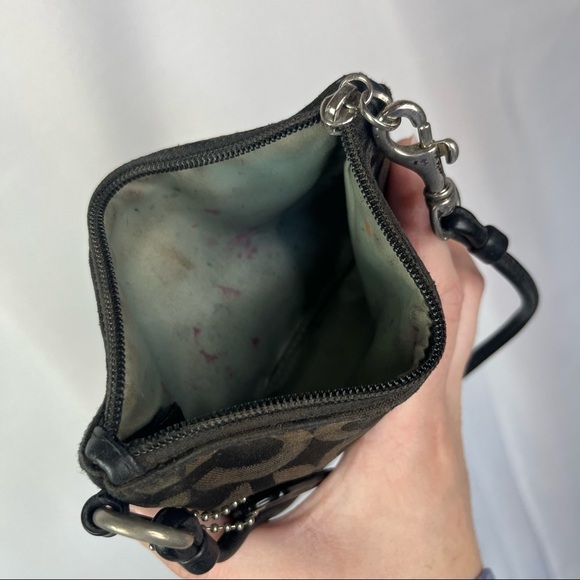 Coach Black Y2K C Logo Leather Fabric Wristlet - Picture 4 of 4